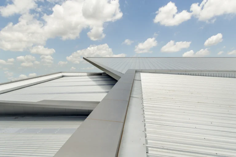 Twin-skin cladding system on a commercial building roof, installed by S&G Industrial Roofing Ltd, offering customisable insulation thickness and excellent thermal efficiency.